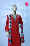 Scarlet CharmScarlet Red with Navy BlueButter Cotton Suit Set SWRM223