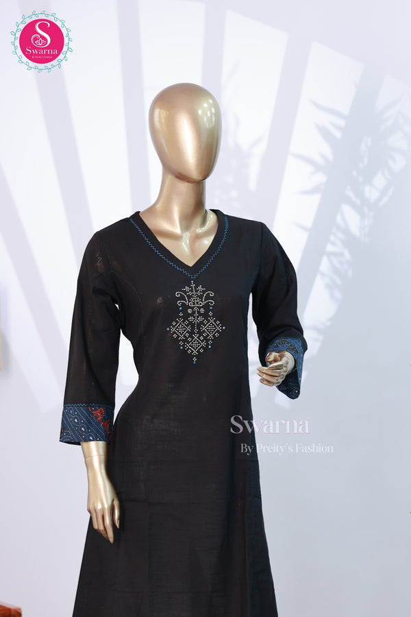 Black Embellished Kurti - SWRM052