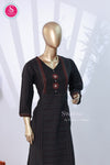 Black Yoke Printed Cotton Blend Straight Kurta -SWRM090