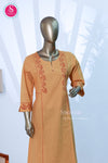 Light Mustard Yellow Cotton Embroidered Top-SWRM050