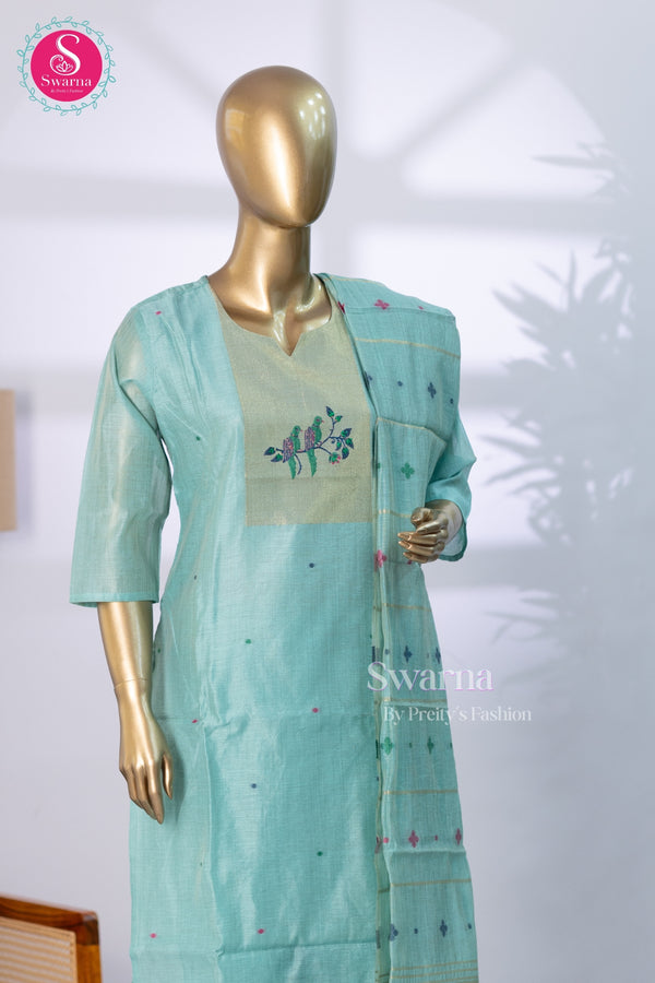 Elegant sea green kurta with floral embroidery - SWRM231