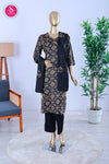 Elegant black printed kurta set and matching duppata- SWRM714