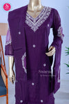 Royal Plum Chanderi Cotton Suit Set-SWRM260