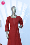 classic cotton top in a rich maroon shade with elegant embroidery-SWRM037