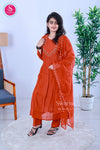 Amber BloomBurnt OrangeViscose Georgette Suit Set-SWBL330