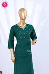 A straight fit cotton teal green top with mirror work - SWRM004