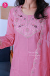 Mauve Pink Thread Work Kurta Set-SWRM697