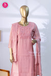 Elegant pastel pink kurta set with delicate embroidery Chanderi Blend-SWRM683
