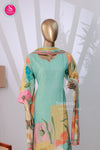 Aqua Floral PREMIUM Chanderi Cotton Blend Suit Set-SWBL257