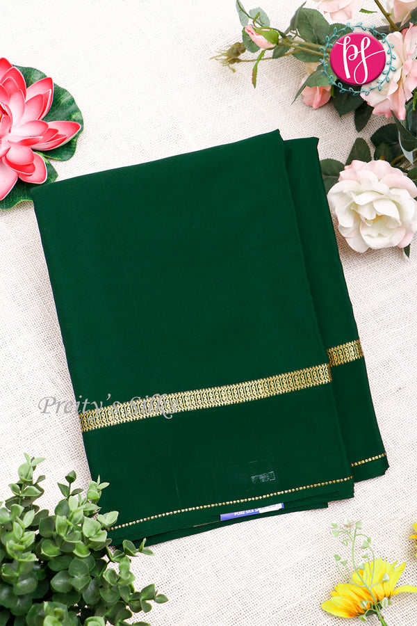 Pure Mysore Crepe Silk Saree-Bottlegreen-PA19482