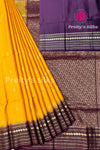 Pure Kanchipuram Silk Saree- Mustardyellow And Deepwine-PF28853