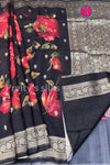 Tussar Silk Saree with Floral Print-PF58917