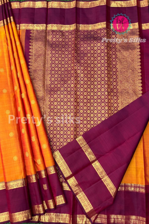 Pure Kanchipuram Silk Saree-Rustorange And Maroon-PA50729