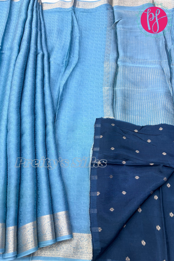 chiffon georgette Silk Saree with Self embossed Design-PF68346