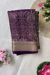 Pure Banarasi Crepe Silk Saree-Deep Purple-PA51855
