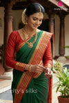 Pure Mysore Crepe Silk Saree-Green And Red-PF66896