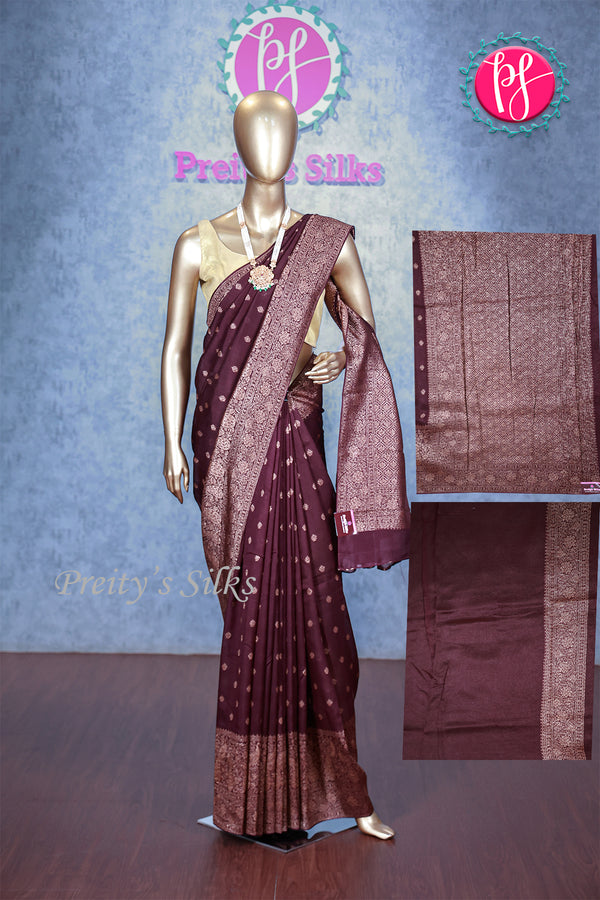 Tussar Dupion With Antique Zari Saree- Plain blouse-PA00355