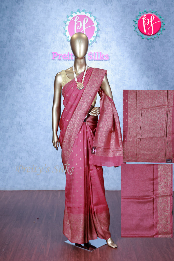 Tussar Dupion With Antique Zari Saree- Plain blouse-PA00355