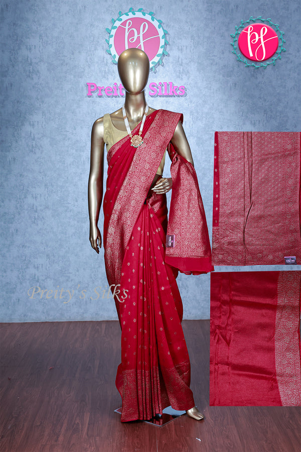 Tussar Dupion With Antique Zari Saree- Plain blouse-PA00355