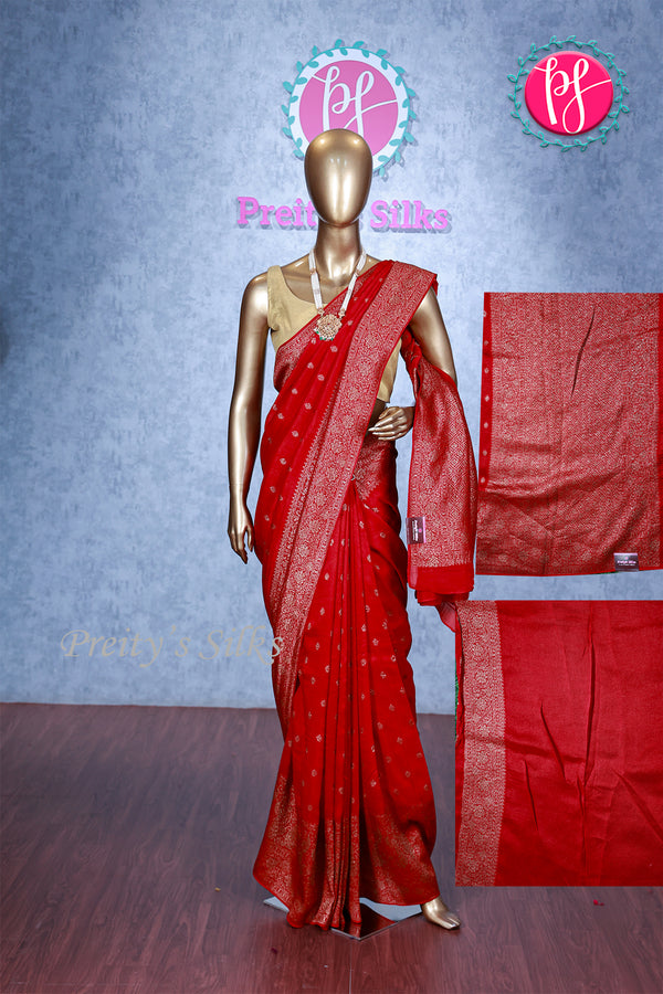 Tussar Dupion With Antique Zari Saree- Plain blouse-PA00355