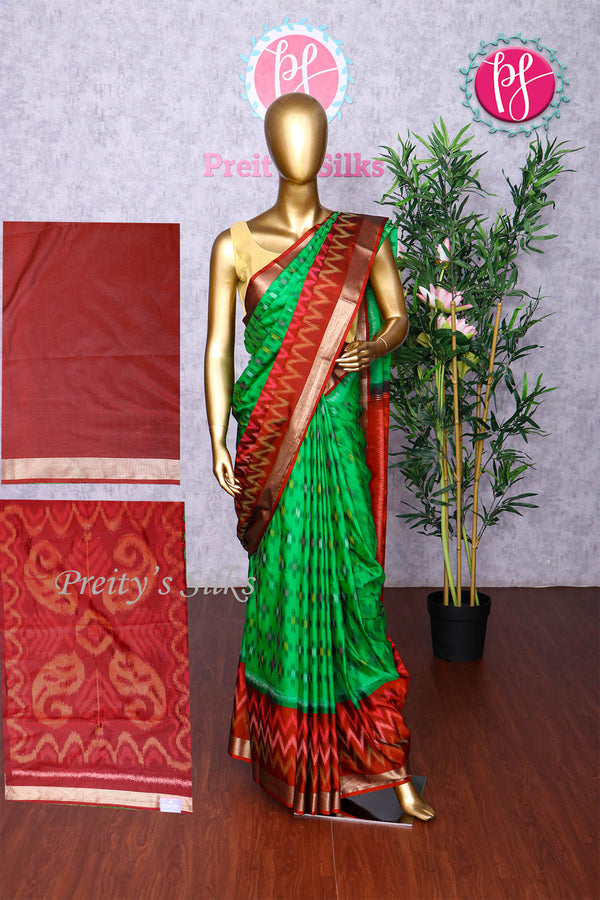 Semi Ikkat Pochampally silk saree-PA03525
