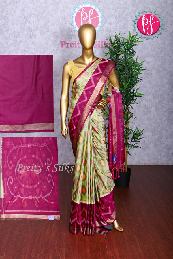 Semi Ikkat Pochampally Silk Saree-PA03525