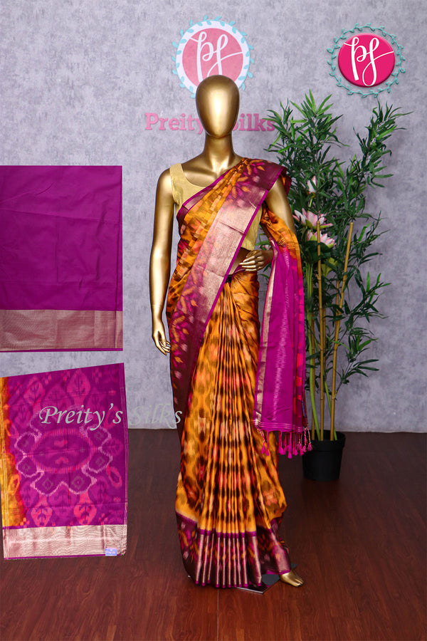 Semi Ikkat Pochampally silk saree-PA03525