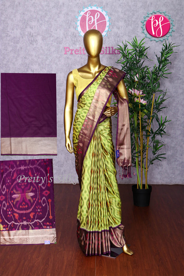 Semi Ikkat Pochampally silk saree-PA03525