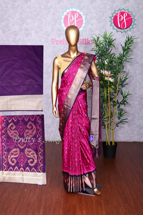 Semi Ikkat Pochampally silk saree-PA03525