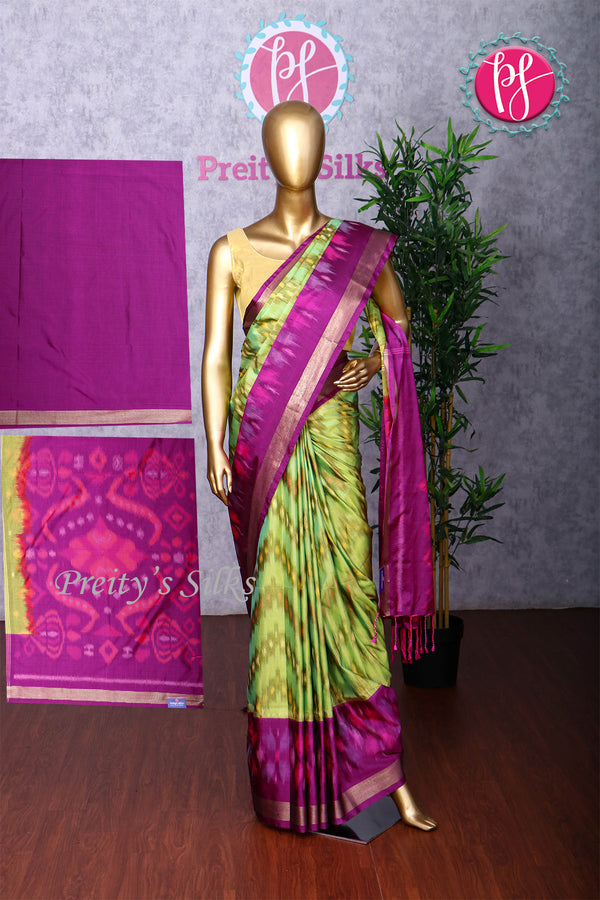 Semi Ikkat Pochampally Silk Saree-PA03525