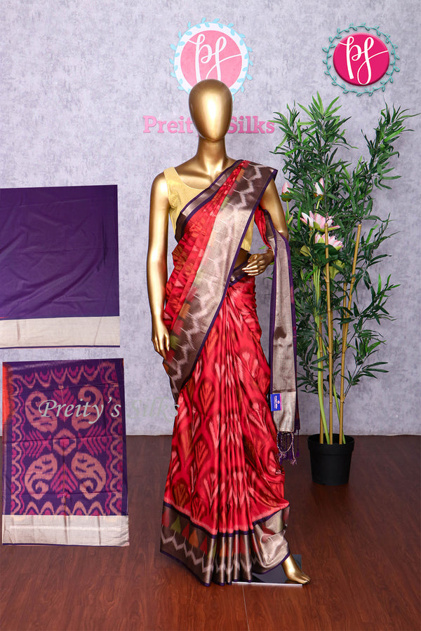 Semi Ikkat Pochampally silk saree-PA03525