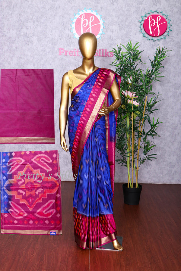 Semi Ikkat Pochampally silk saree-PA03525