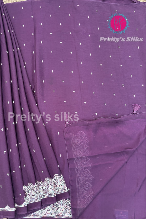 Semi Wrinkle Crepe Silk Saree- PA03840