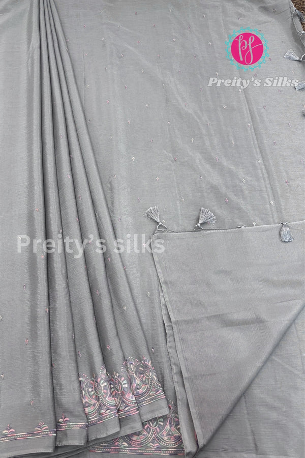 Semi Wrinkle Crepe Silk Saree- PA03840