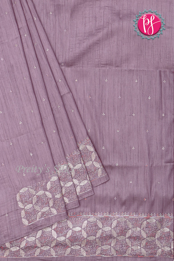 Semi Tussar Silk Saree with Embroidery work-PF71757
