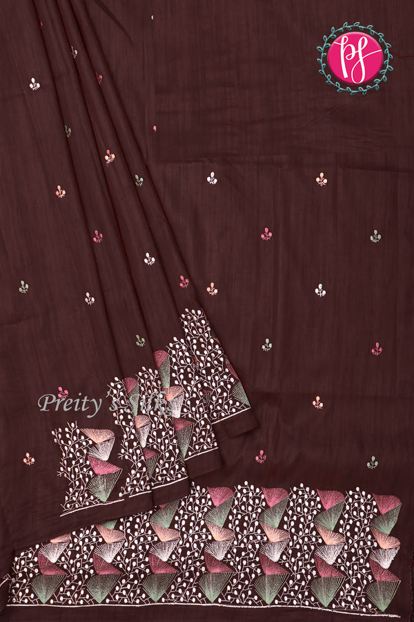 Semi Tussar Silk Saree with Embroidery work- PF71757