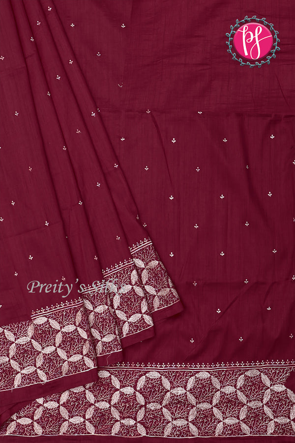 Semi Tussar Silk Saree with Embroidery work-PF71757