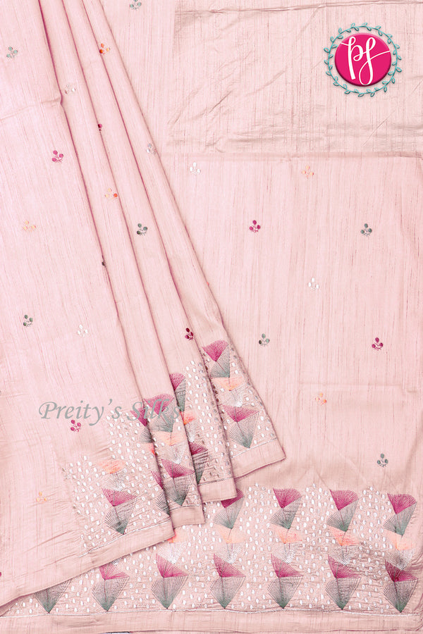 Semi Tussar Silk Saree with Embroidery work- PF71757