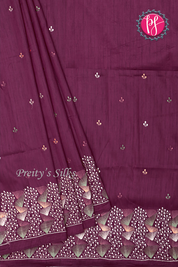 Semi Tussar Silk Saree with Embroidery work- PF71757