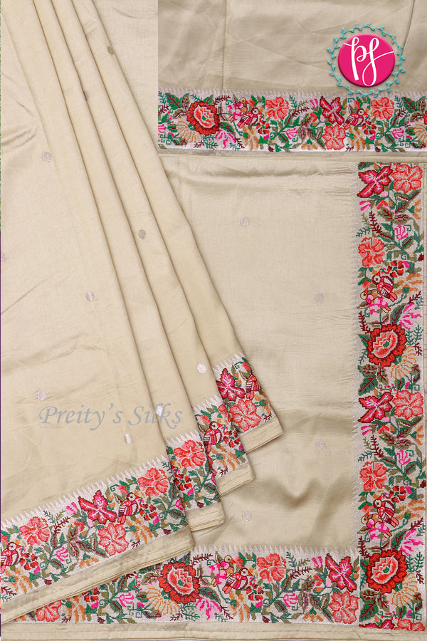 Semi Silk With Cross Stitchwork-PA05021