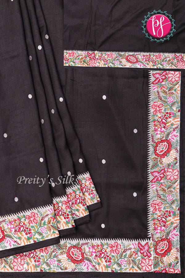 Semi Silk With Cross Stitchwork-PA05021