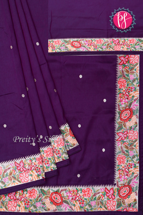 Semi Silk With Cross Stitchwork-PA05021