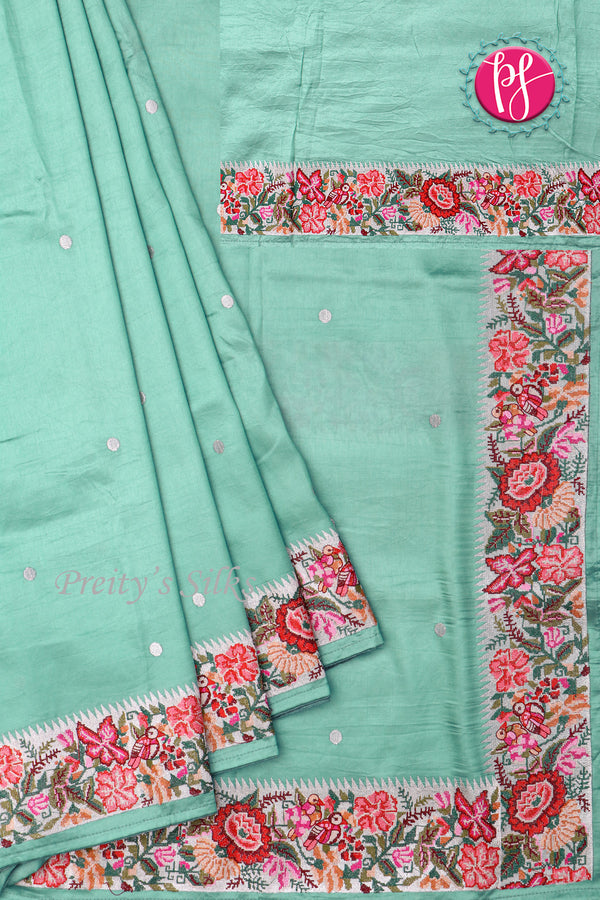 Semi Silk With Cross Stitchwork-PA05021
