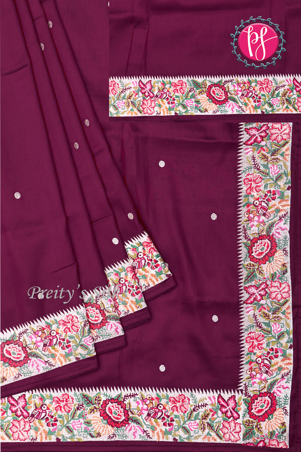 Semi Silk With Cross Stitchwork-PA05021