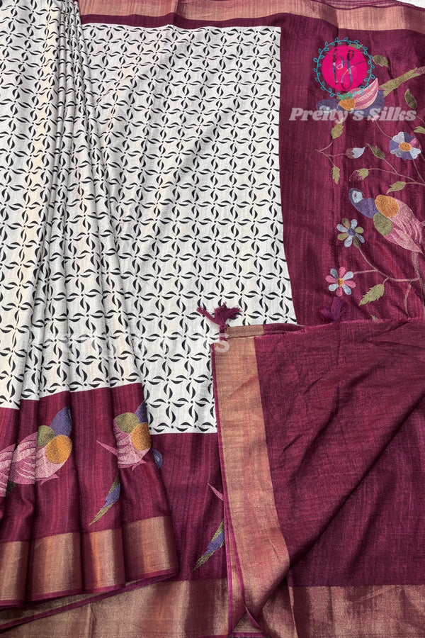 Georgette Silk with Tread Embroidery Saree-PA06080