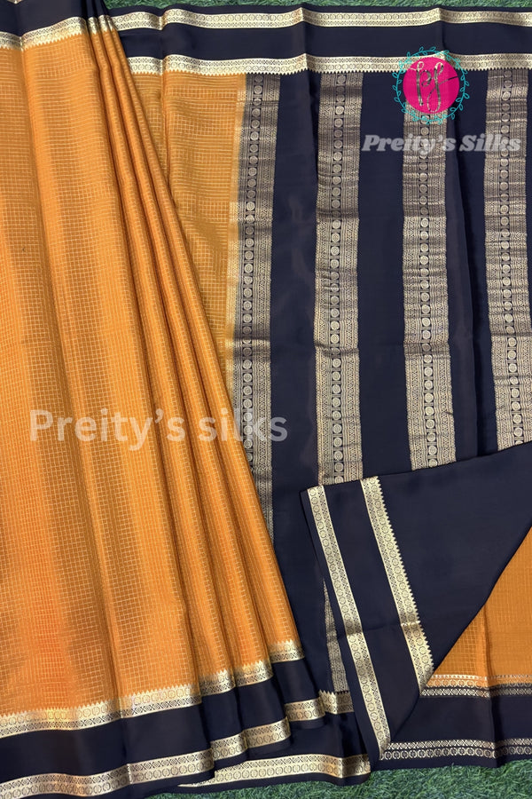 Pure Mysore Crepe Silk Saree With Bentex Border-PA10588