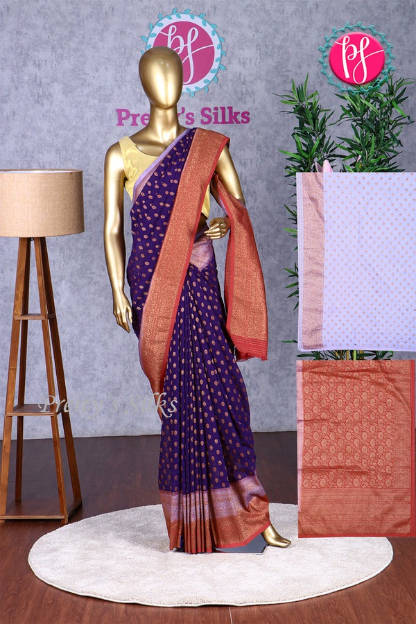 Semi Banarasi Georgette Silk Saree-Dual Border-PA11407