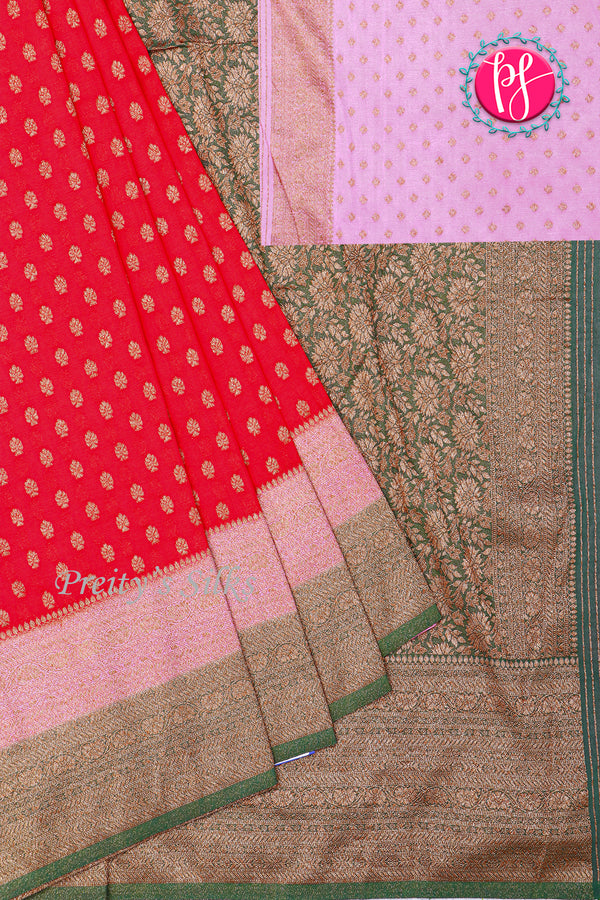 Semi Banarasi Georgette Silk Saree-Dual Border-PA11407