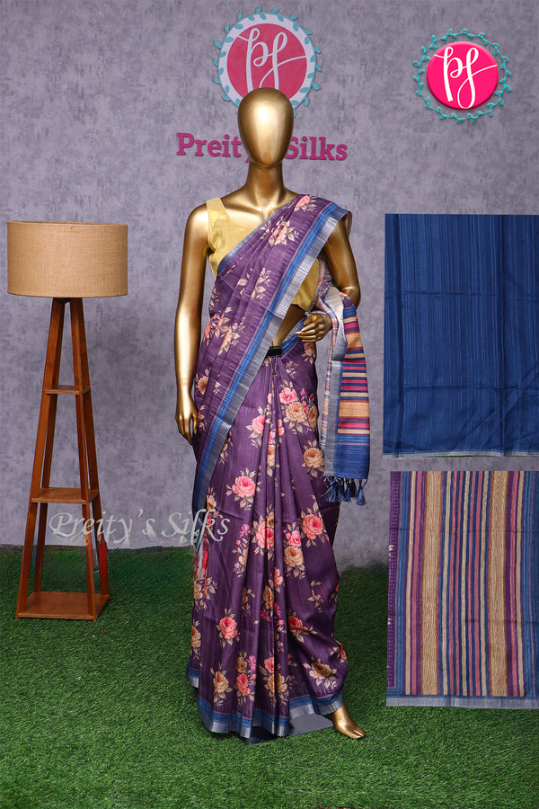Semi Tussar Silk Saree-PA24013