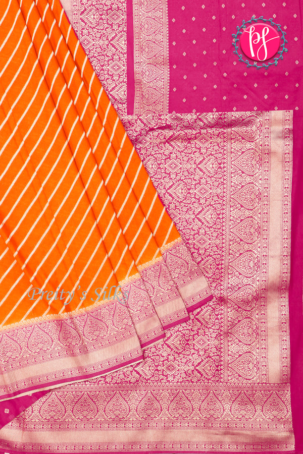 Semi Banarasi chiffon Silk Saree with lahariya pattern zari weaving -PA40199